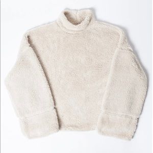 Cream Sherpa Mock Neck Pullover